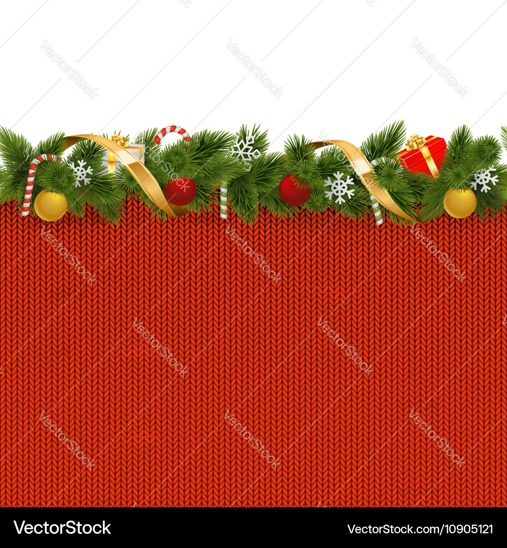 Christmas border with knitted pattern Vector Image