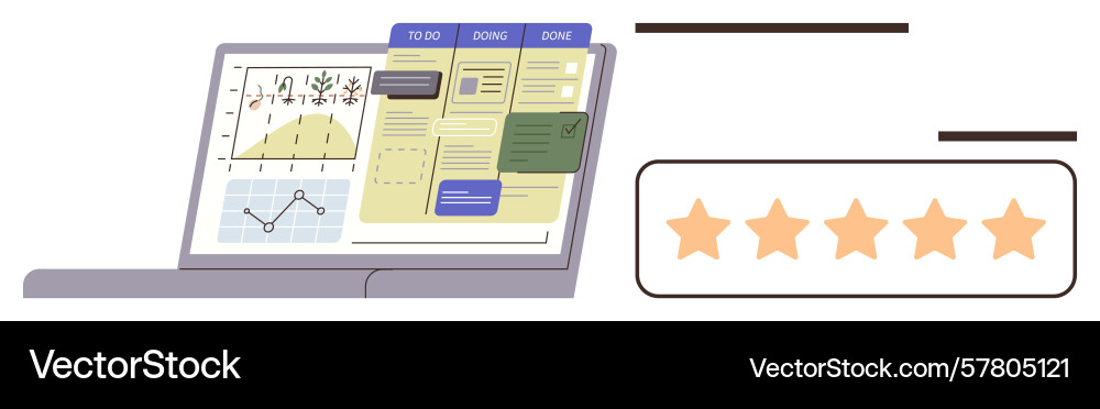 Data dashboard and task management on laptop Data dashboard and task management on laptop vector image