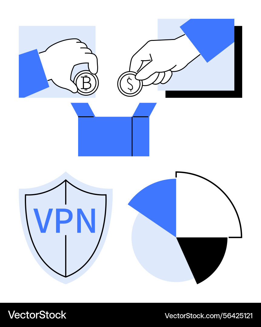 Digital transactions with cryptocurrency and data Digital transactions with cryptocurrency and data vector image