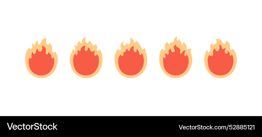 Fire set hot flame energy burn different forms Fire set hot flame energy burn different forms vector image