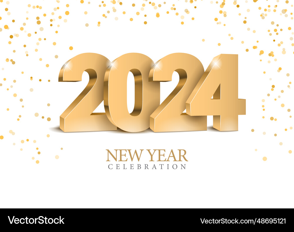 Gold text design 2024 golden 3d numbers vector image