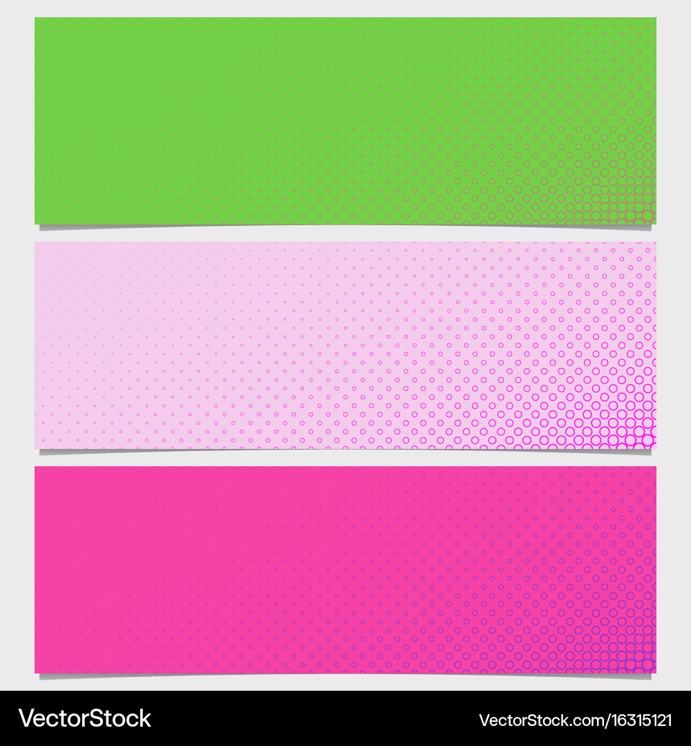 Halftone circle pattern banner template set Vector Image