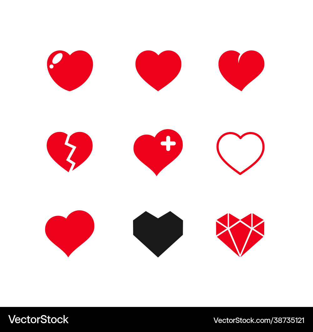 Heart sign color filled icon set Heart sign color filled icon set vector image