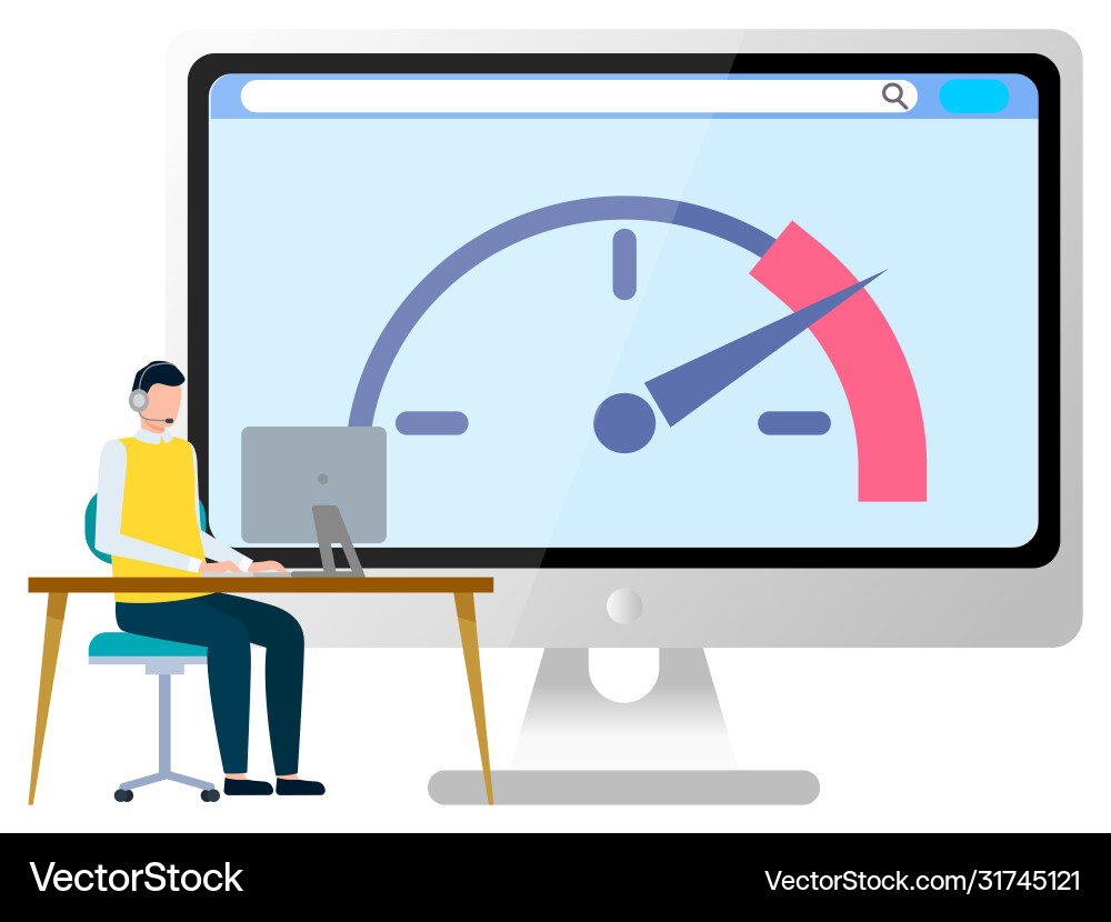 Man working at desktop computer image Vector Image