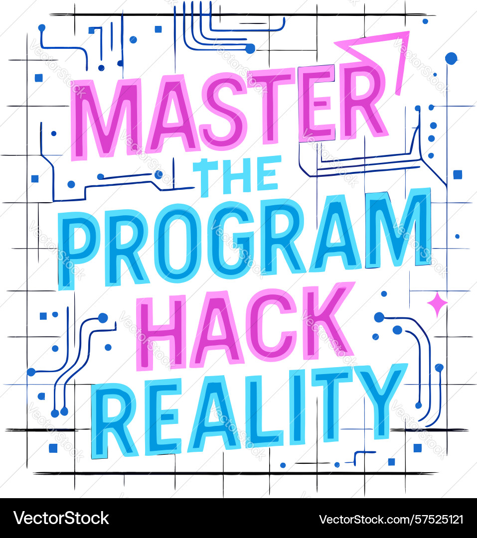 Master-Programm Hack Realität Coder Programmierer tee Vektorbild