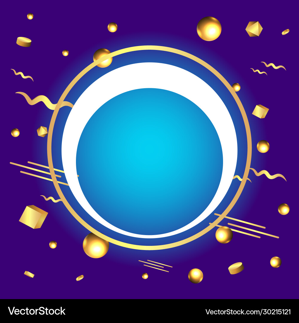 Metallic golden round frame with floating Vector Image