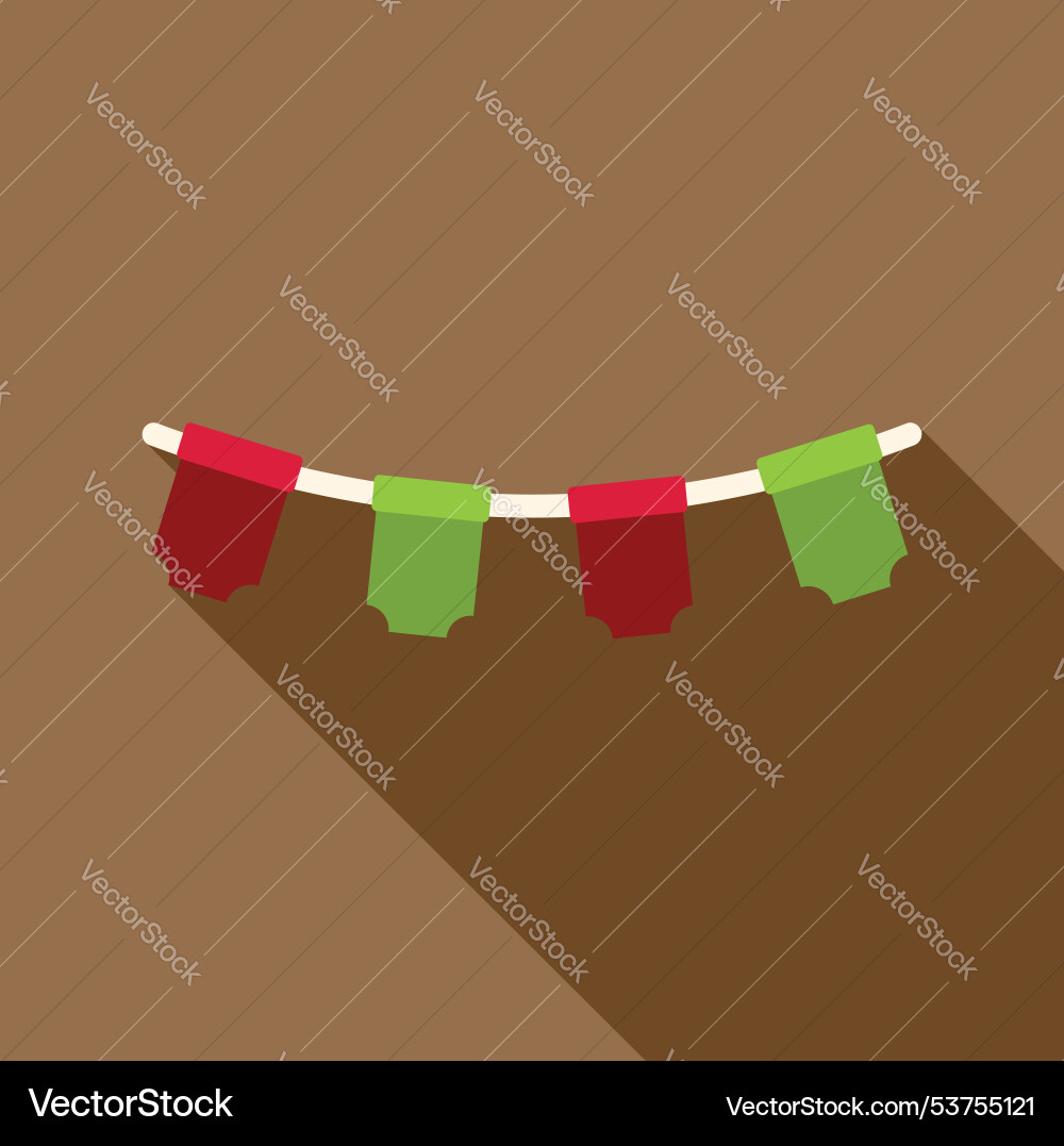 Red and green flags hanging on a string for party Red and green flags hanging on a string for party vector image