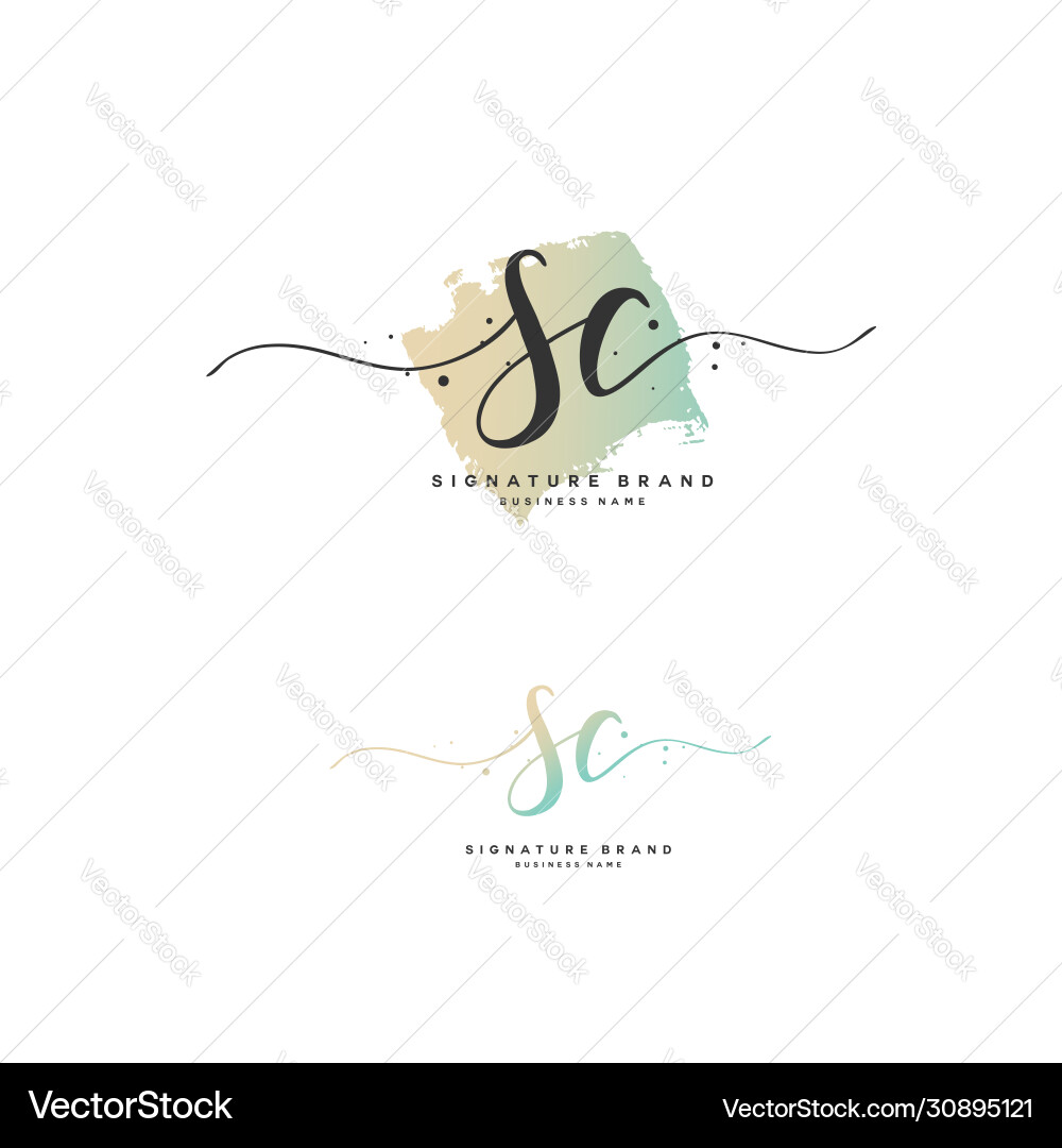 S c sc initial letter handwriting and signature Vector Image
