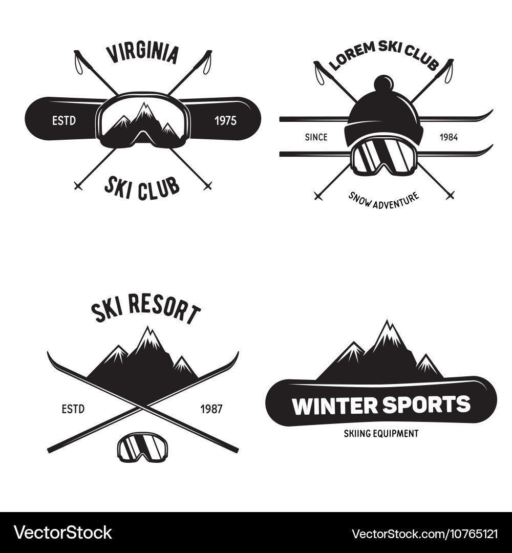 Vintage Mountain Ski Club Badges Vector Image