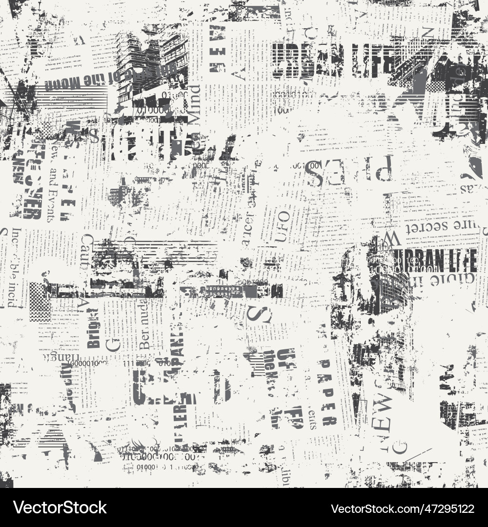Abstract grunge seamless pattern with newspaper Vector Image