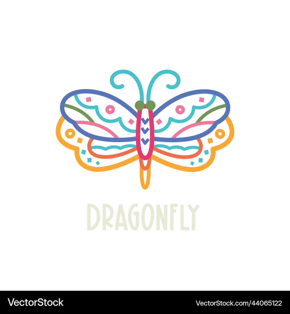 Dragonfly colourful lines logo design vector image