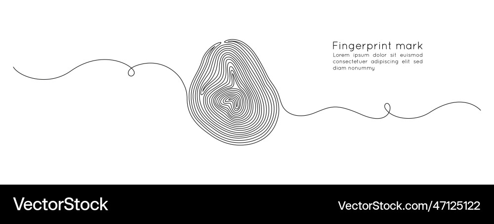 Fingerprint in one continuous line drawing Fingerprint in one continuous line drawing Vector Image