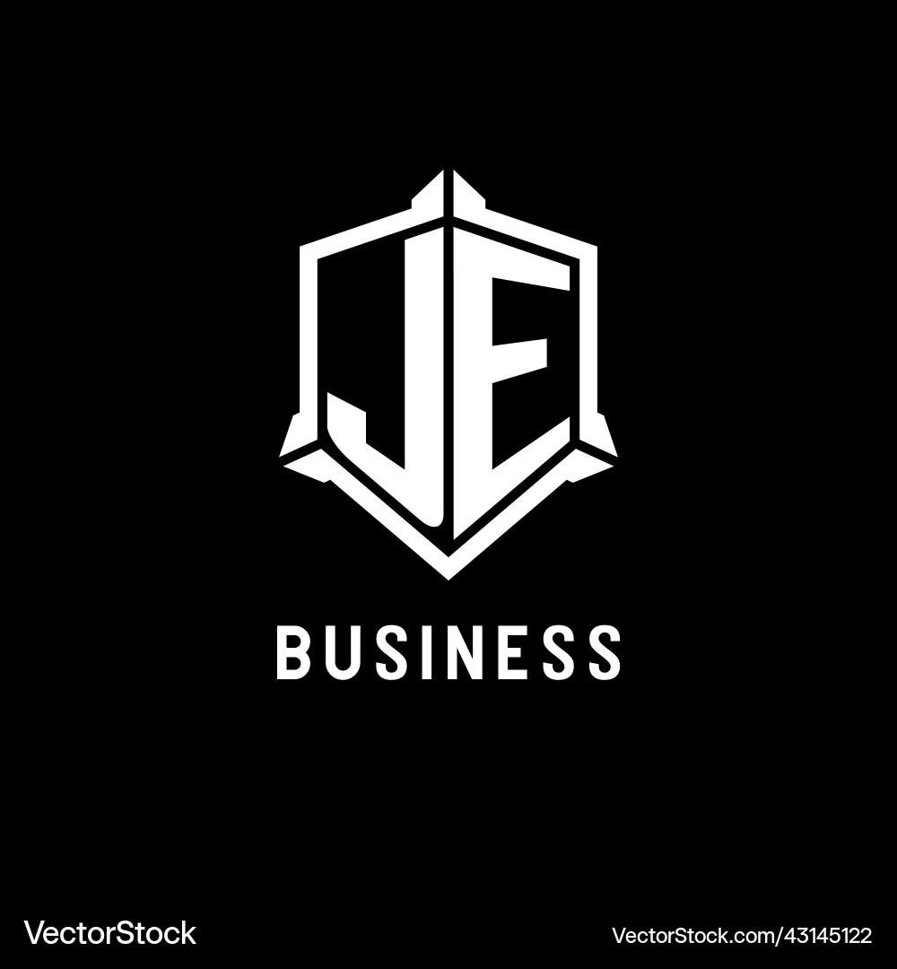 Je logo initial with shield shape design style vector image