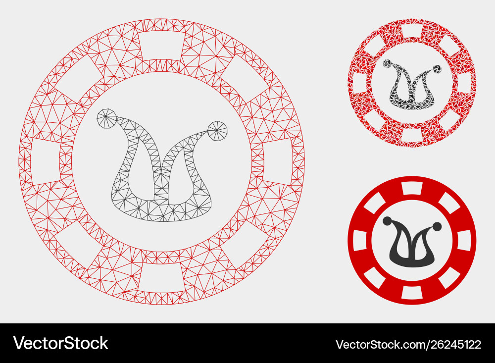 Joker casino chip mesh wire frame model Vector Image