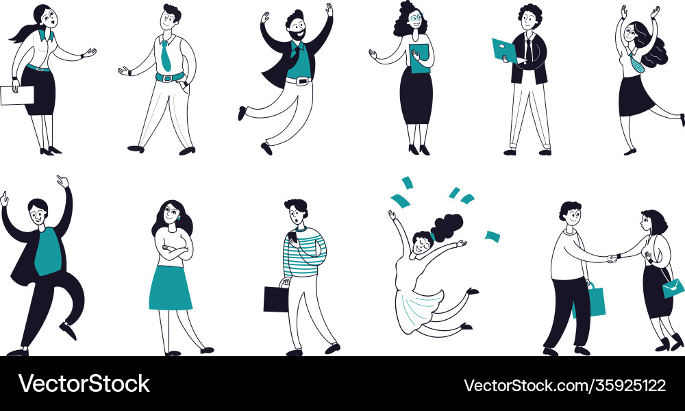 Modern business characters employee enjoying vector image