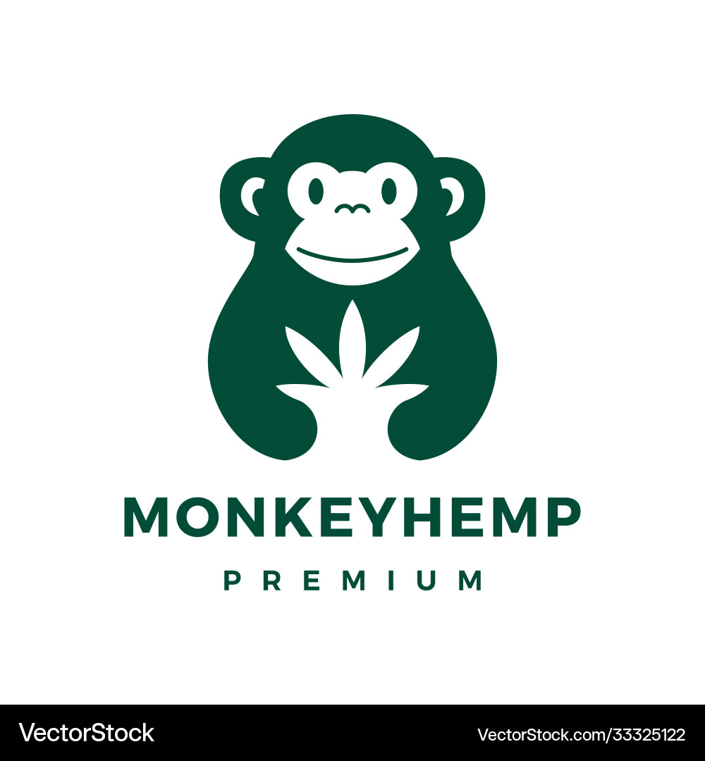 Monkey cannabis hemp logo icon Monkey cannabis hemp logo icon vector image