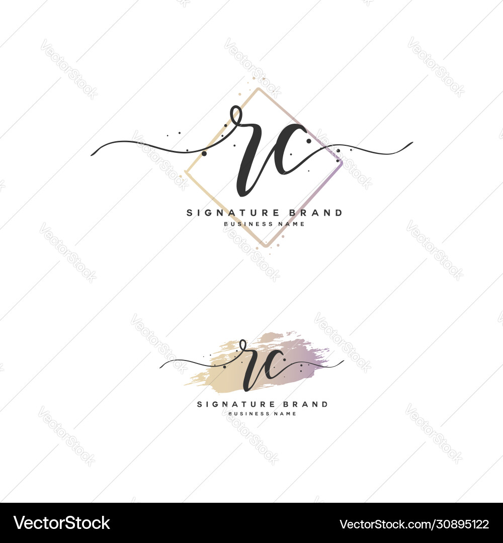 R c rc initial letter handwriting and signature R c rc initial letter handwriting and signature Vector Image
