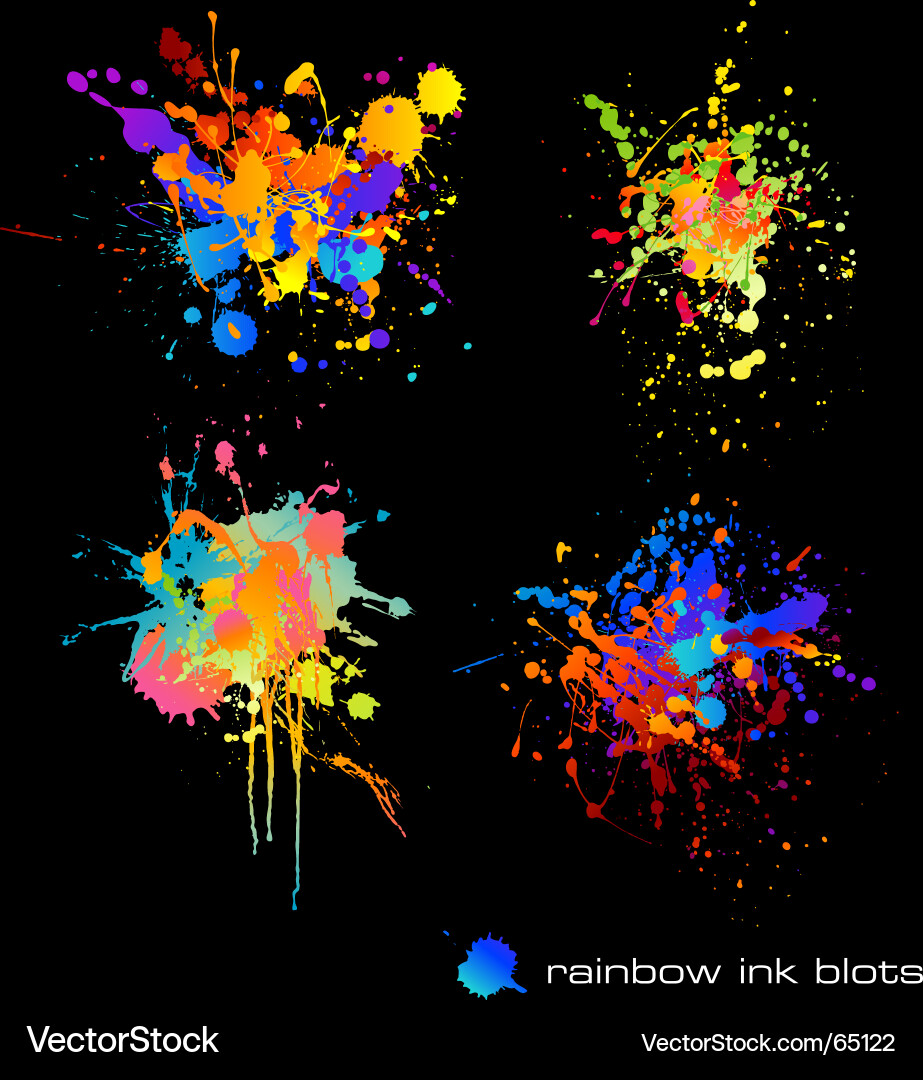 Rainbow Ink Splatters Vector Image