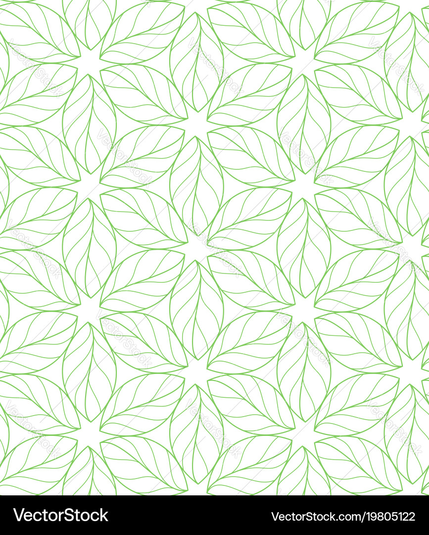 Seamless repeating linear leaves pattern vector image