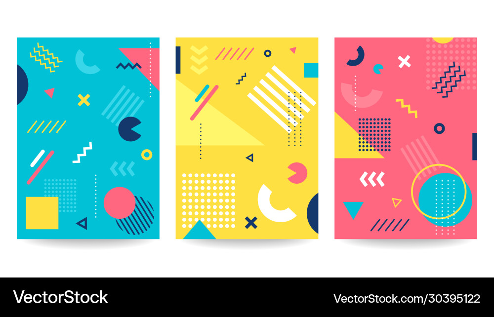 Set memphis style posters isolated on white Set memphis style posters isolated on white vector image