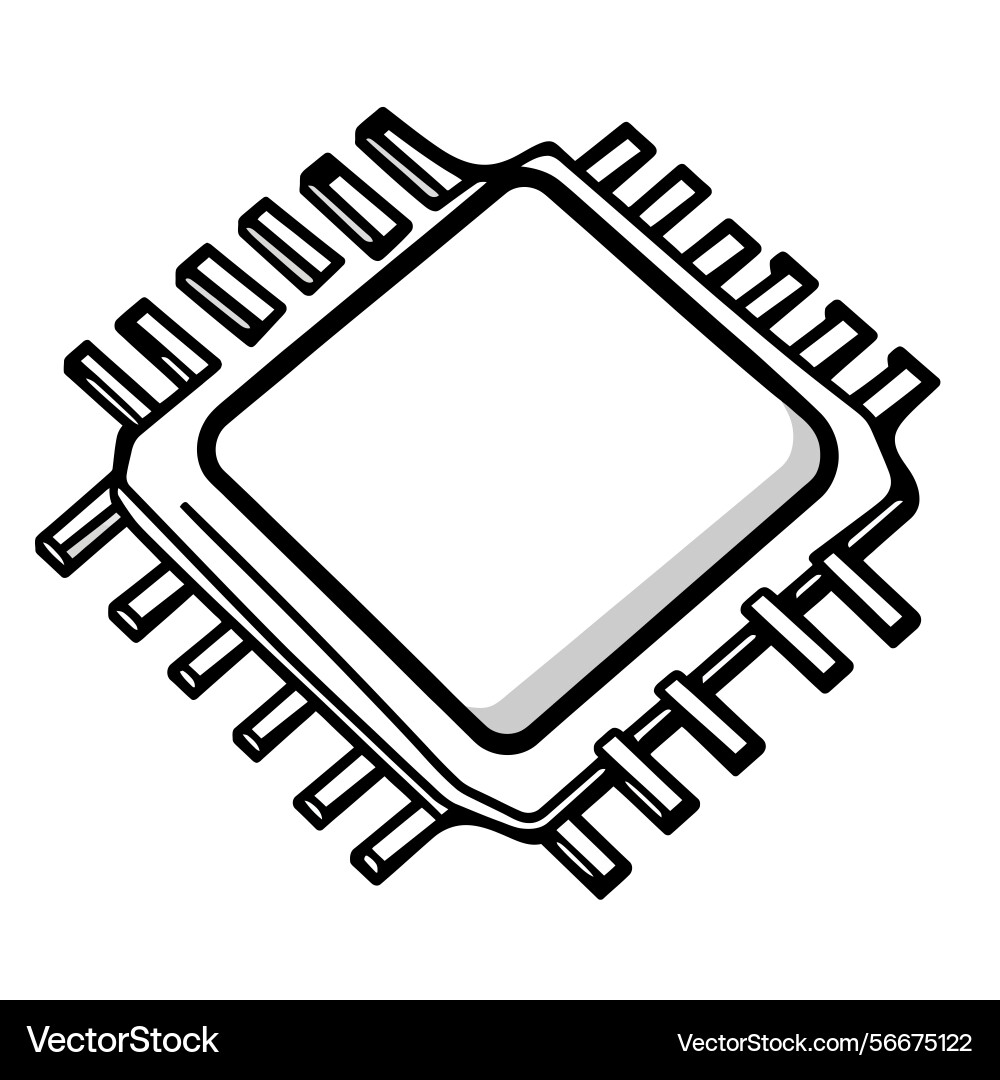 Simple style microchip design with outline Vector Image