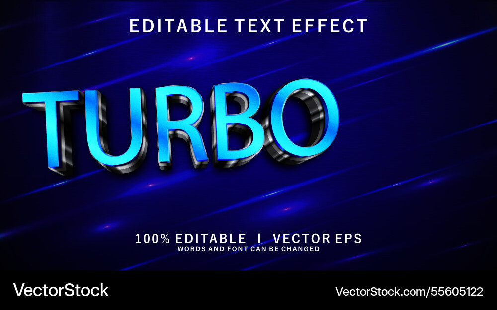 Turbo 3d text effect with modern style design Turbo 3d text effect with modern style design vector image