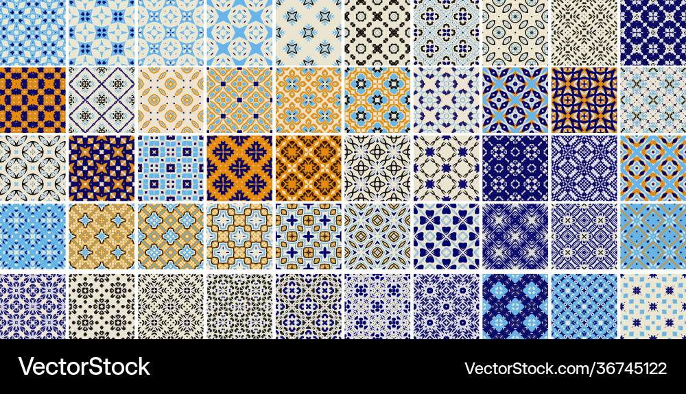 Universal different geometric seamless patterns Universal different geometric seamless patterns Vector Image