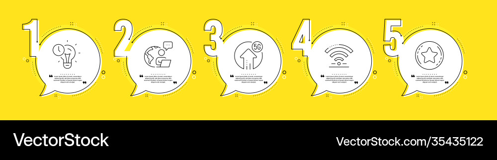 Wifi time management and 5g upload icons set Wifi time management and 5g upload icons set vector image