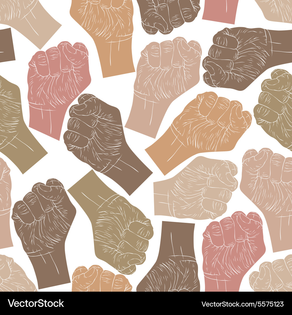 Clenched fists seamless pattern background Vector Image