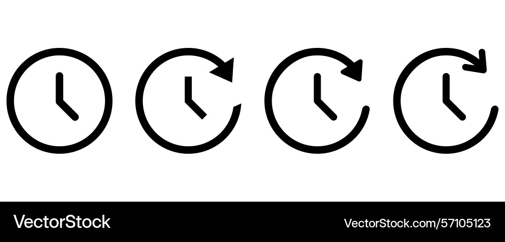 Clock icon set circular time design symbolic Clock icon set circular time design symbolic vector image