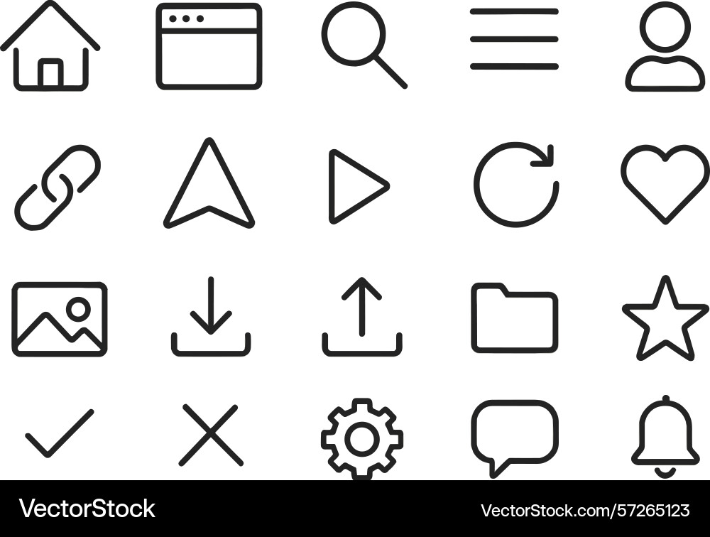 Collection of simple line icons representing Collection of simple line icons representing vector image