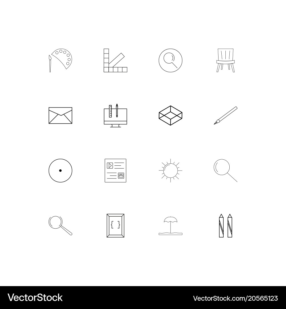 Creative process and design simple linear icons vector image