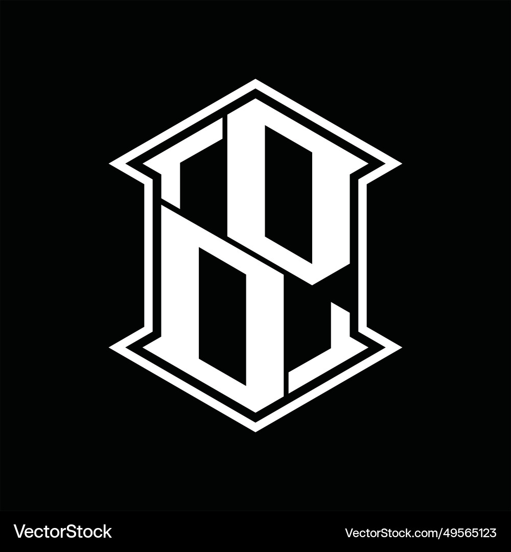 Dd logo monogram hexagon shield shape up and down vector image