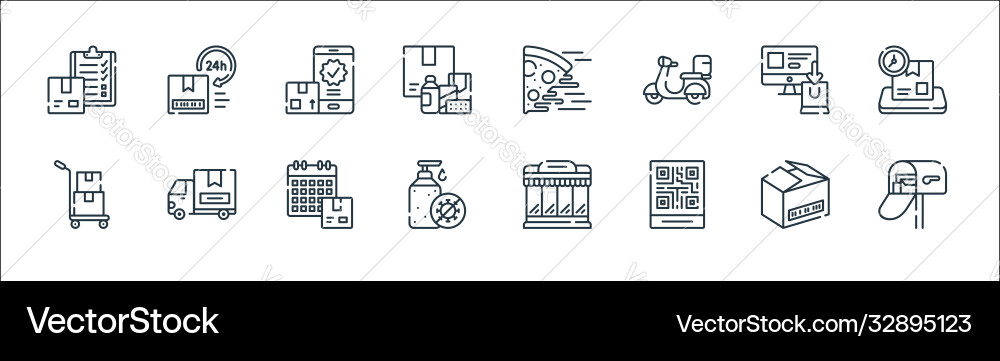 Delivery line icons linear set quality Delivery line icons linear set quality vector image