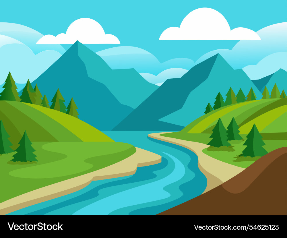 Depicting a serene river Royalty Free Vector Image