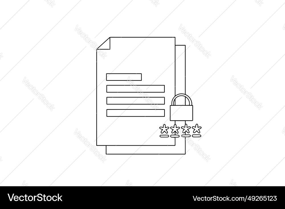 Document lock password one line Vector Image