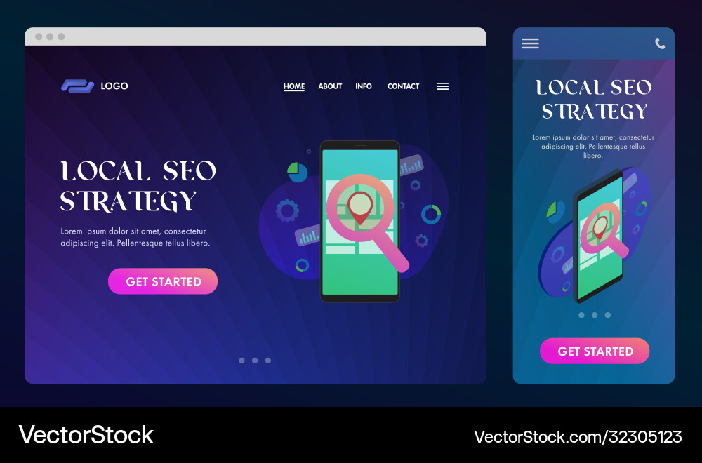 Local seo ui ux web template and gui mobile app Vector Image