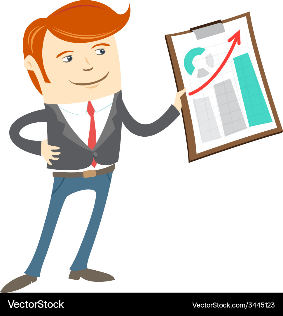 Office man showing a graph vector image