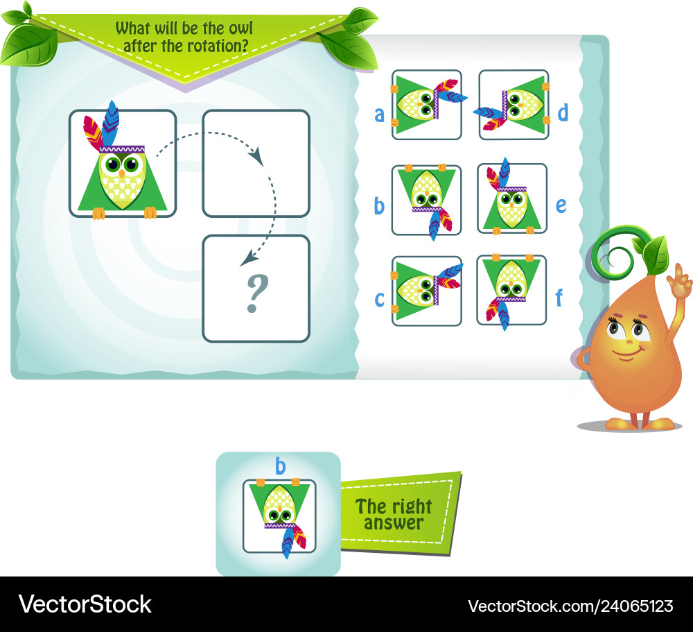 Owl Rotation Puzzle - Shape Game vector image