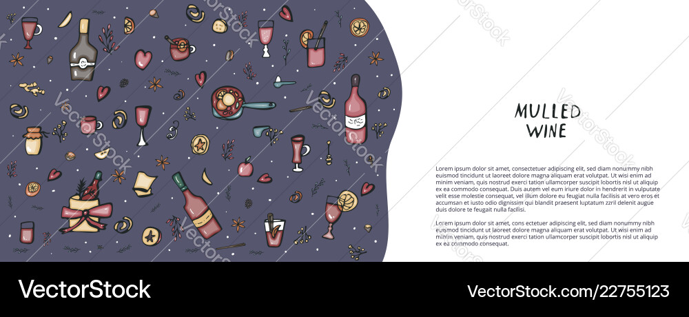 Set of mulled wine elements and objects Vector Image