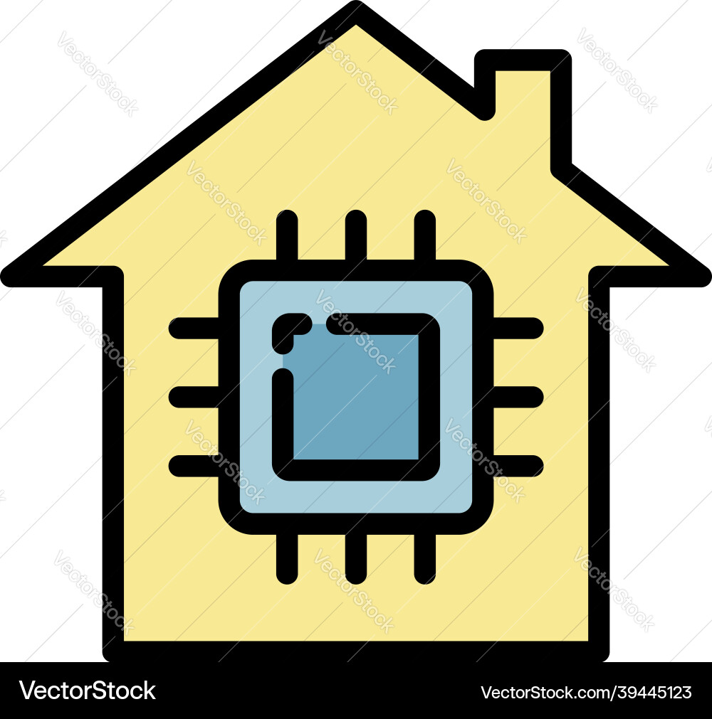 Smart home processor icon color outline Smart home processor icon color outline vector image