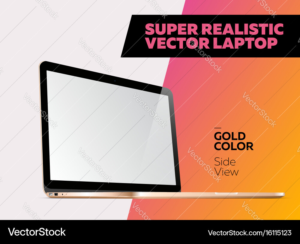 Super realistic notebook with blank screen vector image
