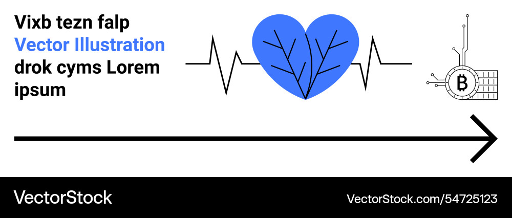 Tech-infused heartbeat with circuitry and bitcoin Tech-infused heartbeat with circuitry and bitcoin vector image