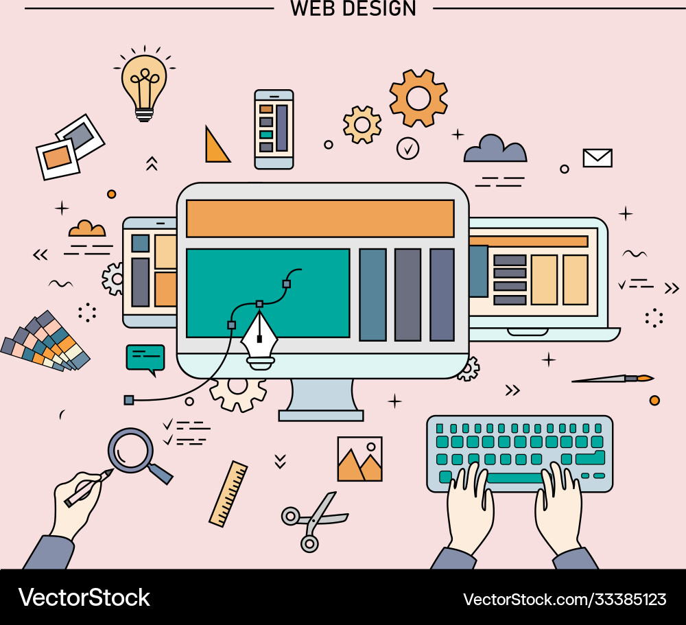 Web design processing Vector Image