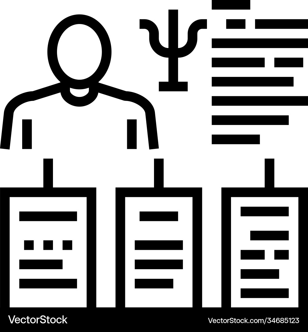 Worker different traits line icon Worker different traits line icon Vector Image