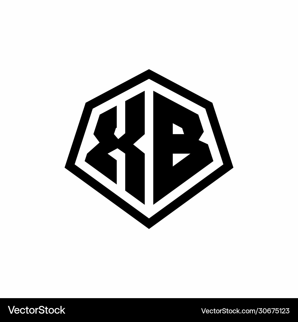 Xb monogram logo with hexagon shape and line Xb monogram logo with hexagon shape and line Vector Image