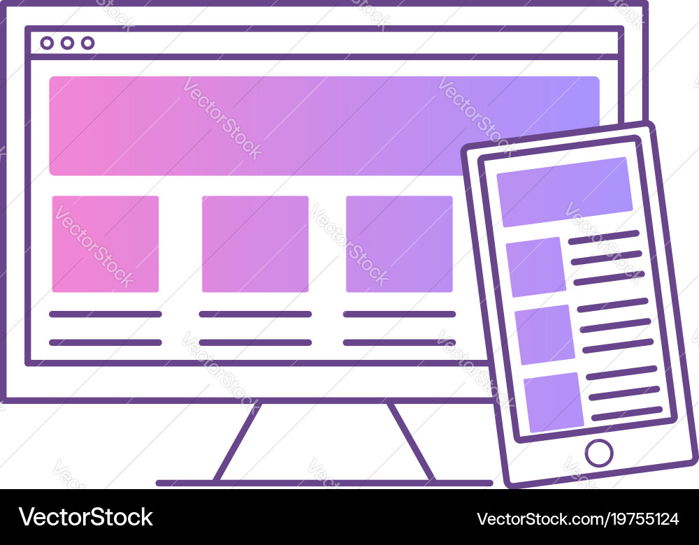 Adaptive web design computer with phone Vector Image