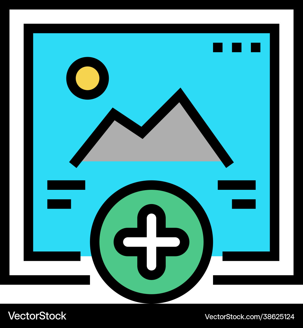 Adding image social media ugc color icon vector image