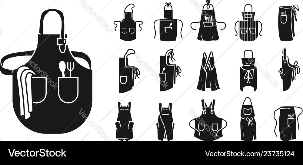Apron icons set simple style Vector Image