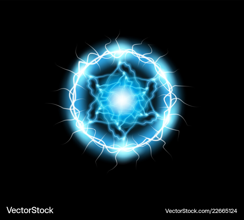 Ball lightning light effect abstract round frame Ball lightning light effect abstract round frame vector image